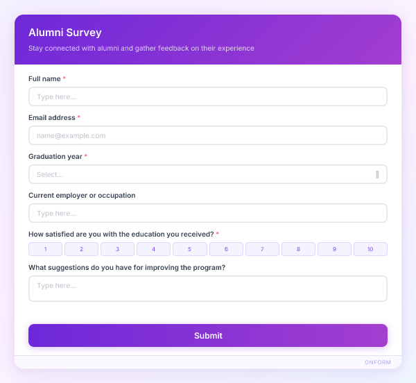Alumni Survey preview