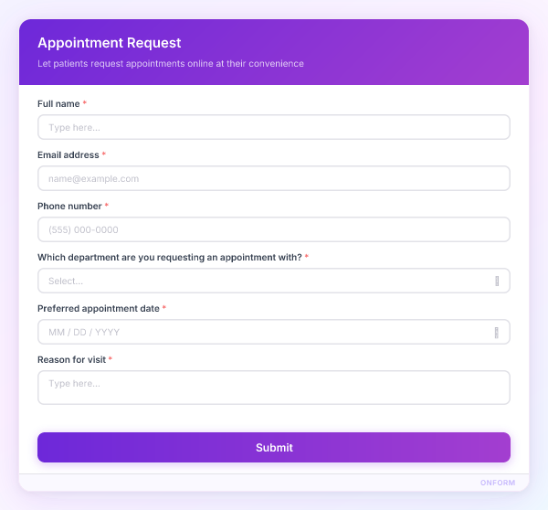 Appointment Request preview