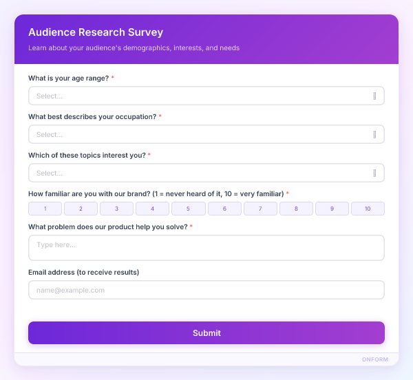 Audience Research Survey preview