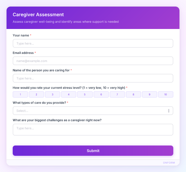 Caregiver Assessment preview