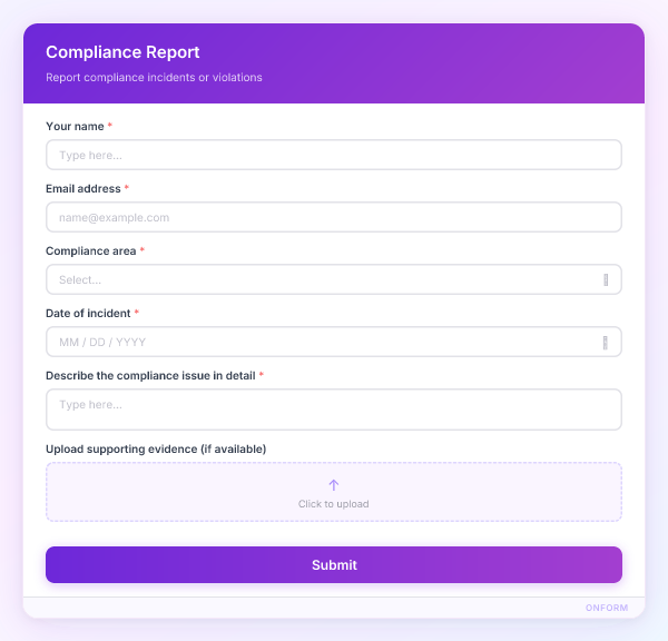 Compliance Report preview