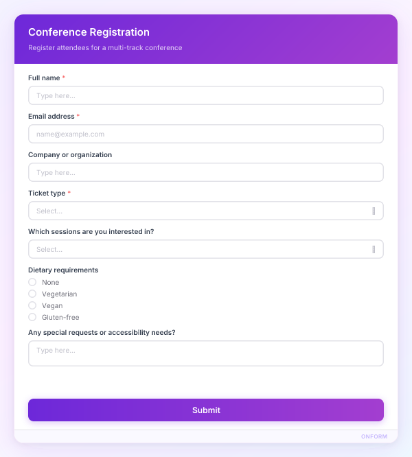 Conference Registration preview