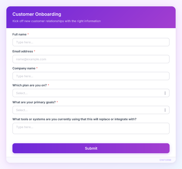 Customer Onboarding preview