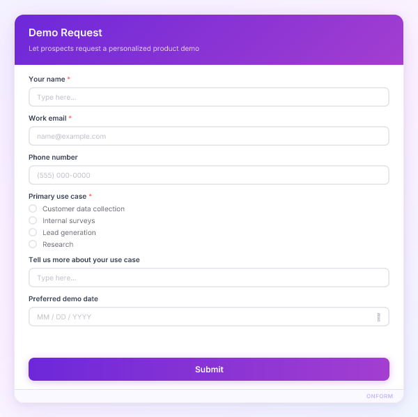 Demo Request preview