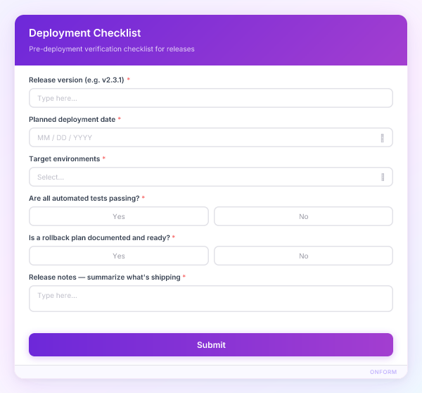 Deployment Checklist preview