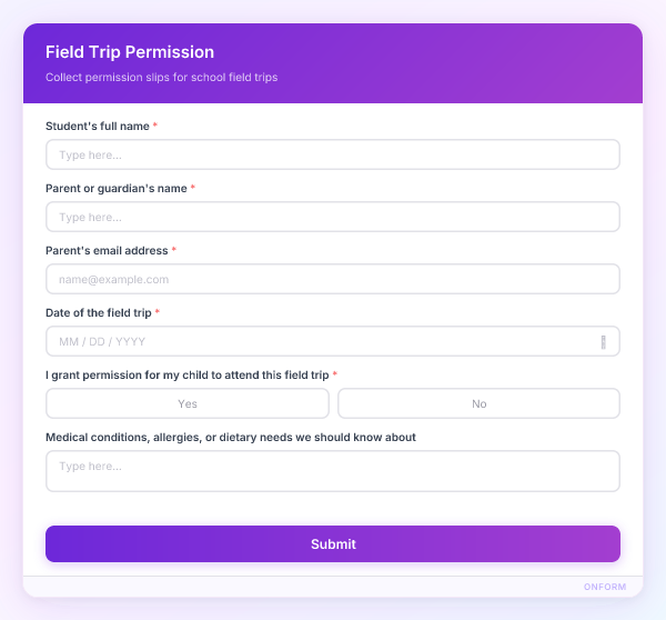 Field Trip Permission preview