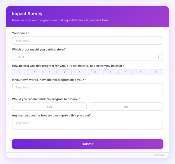 Impact Survey preview