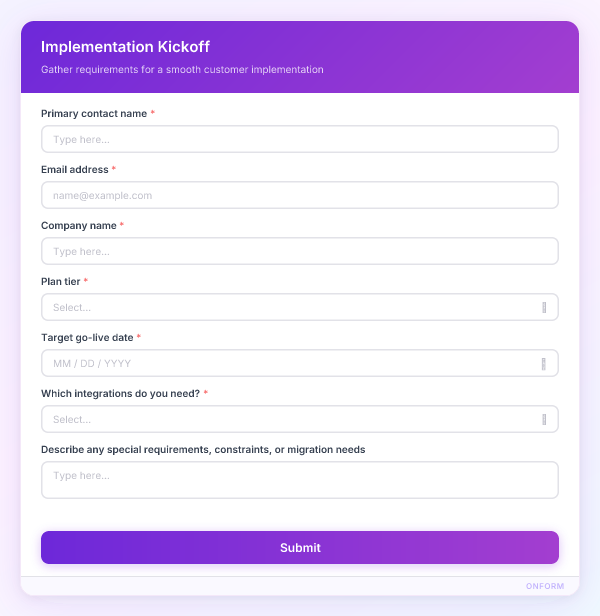 Implementation Kickoff preview