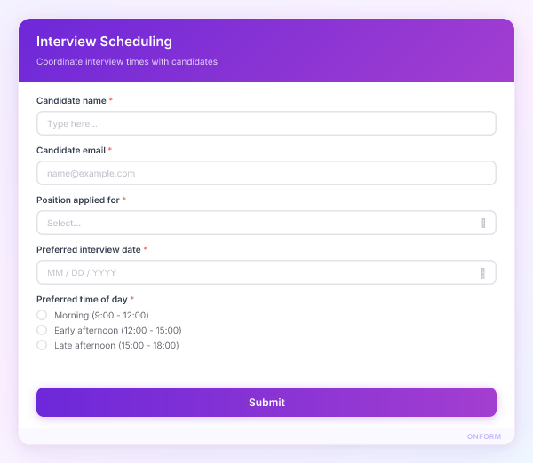 Interview Scheduling preview