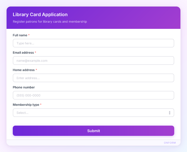 Library Card Application preview