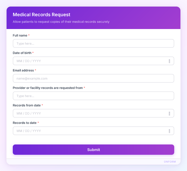 Medical Records Request preview