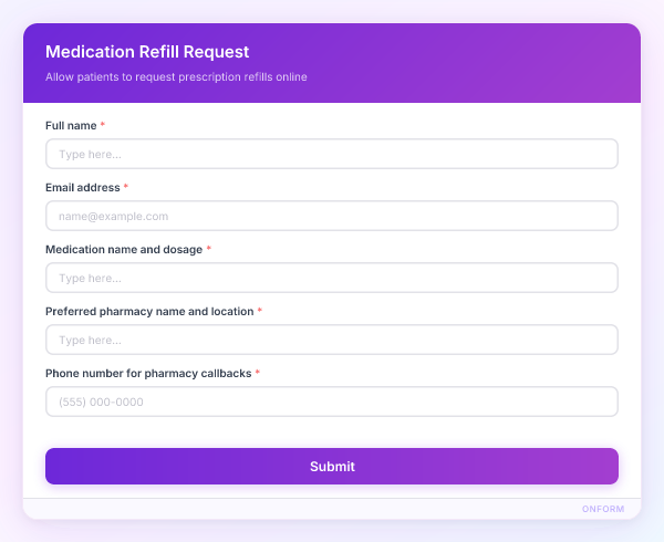 Medication Refill Request preview