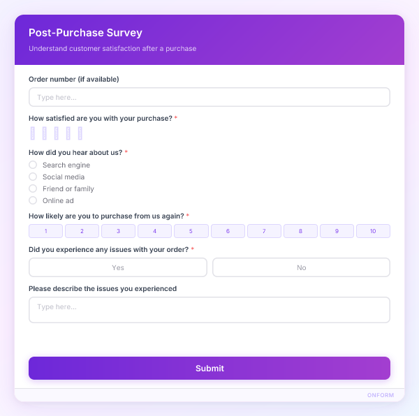 Post-Purchase Survey preview