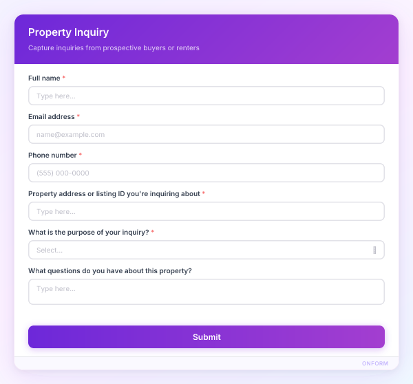 Property Inquiry preview