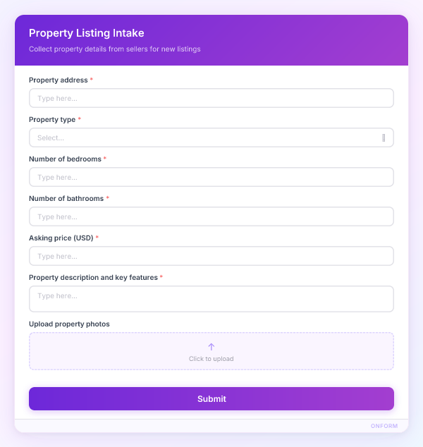 Property Listing Intake preview
