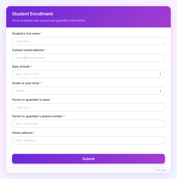 Student Enrollment preview