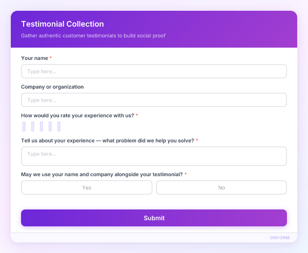 Testimonial Collection preview