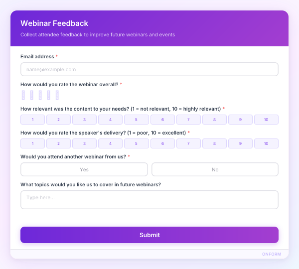 Webinar Feedback preview