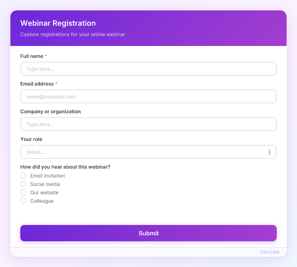Webinar Registration preview